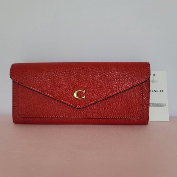 COACH Wyn Crossgrain Leather Wallet –Sport Red color⭐ - Picture 1 of 16